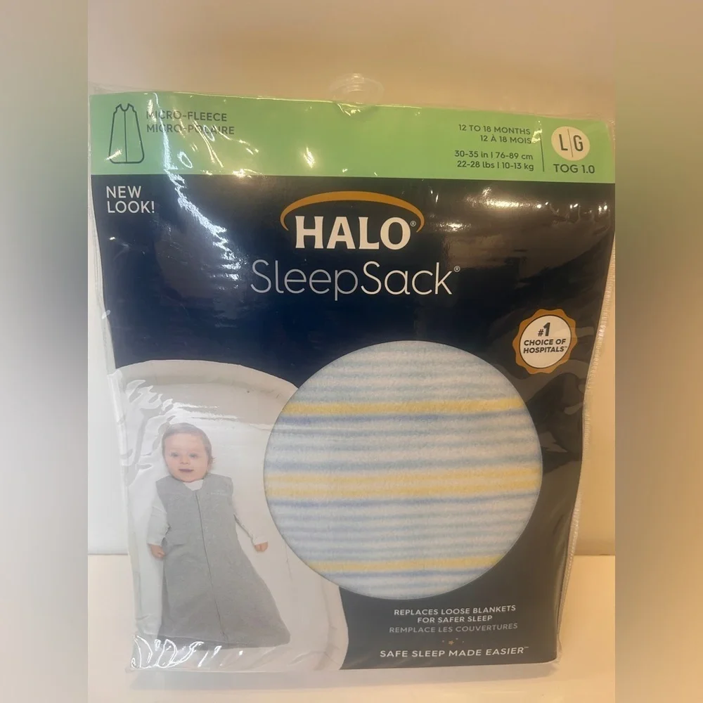 HALO Innovations SleepSack Wearable Blanket Micro Fleece - Multi Stripe Blue L